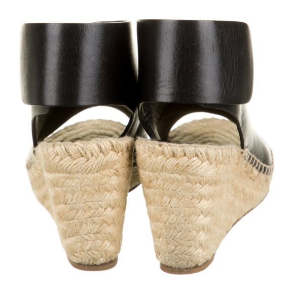 Celine Black Leather Wedge Espadrilles - Picture 4 of 10